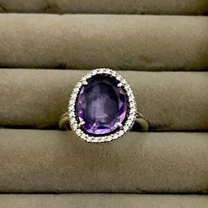 Pandora RETIRED Purple Amethyst Teardrop Ring (56)